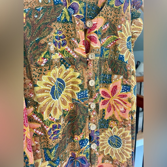🌻 Vintage 80s Liberty House Hawaii Sunflower Batik Midi Dress • Size S / M - Picture 4 of 13